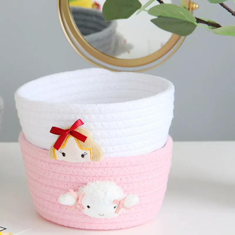 

2022Nordic Cotton Rope Storage Basket Desktop Snacks Sundries Key Cosmetic Organizer Box Container Baby Toys Woven Finishing Bas