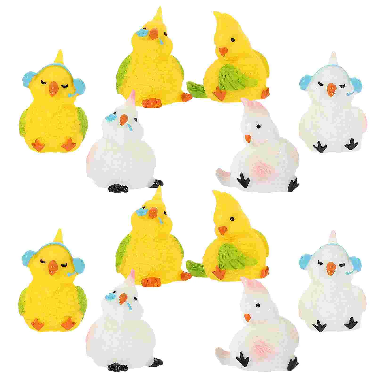 

12 Pcs Miniature Bird Decor Small Animals Figurine Decoration Resin Ornament Tiny