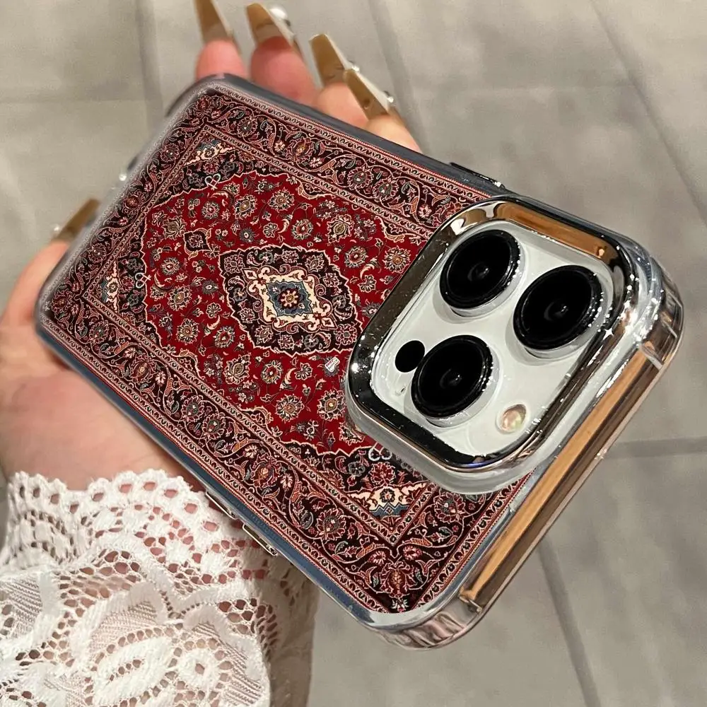 Популярный прозрачный чехол для телефона в стиле персидского ковра для iPhone 17 Air 16 15 14 13 12 11 Pro Max X XR XS 16 Plus, мягкий, антибликовый, черный (art.: 3920dbea19df4) - 3920dbea19df4