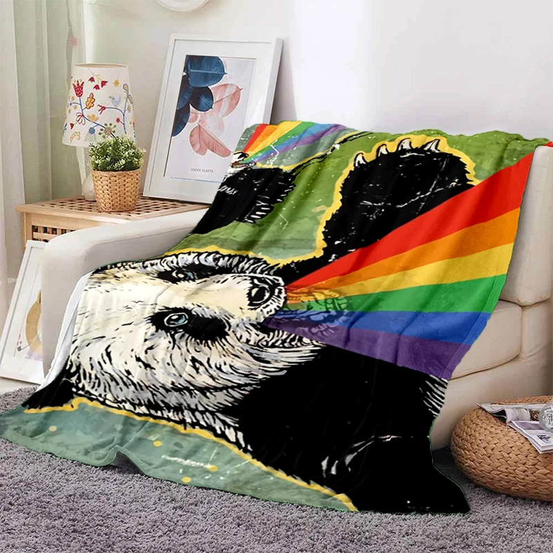 

3D Printed Panda Blanket Soft Plush Flannel Throws Blankets for Sofa Bed Couch Best Gifts All Season Light Bedroom Warm Decke