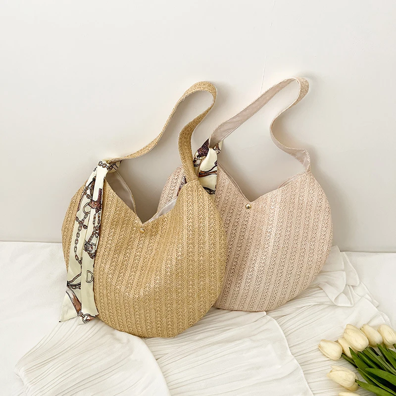 

Straw bag women's 2022 spring new Korean fashion retro large capacity woven armpit bag women's shoulder bag