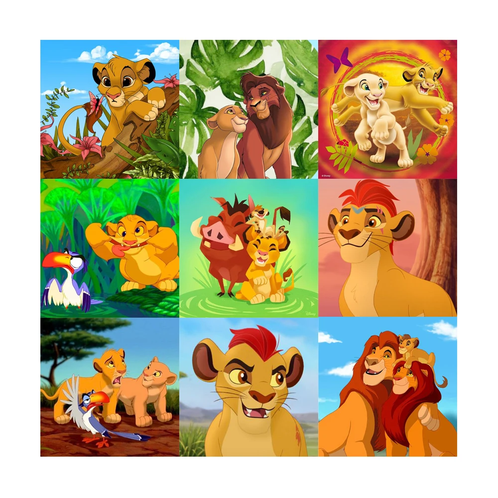 

Алмазная живопись 5D «сделай сам», наборы для вышивки крестиком в стиле Диснея, Король Лев, круглая Алмазная вышивка, аксессуары для рукодели...