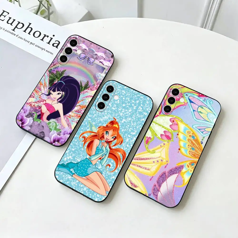 Фото Чехол для телефона W-Winx Clubs для Samsung Galaxy A73, A72, A71, A70, A53, A52, A51 и других моделей, мягкий черный чехол №1