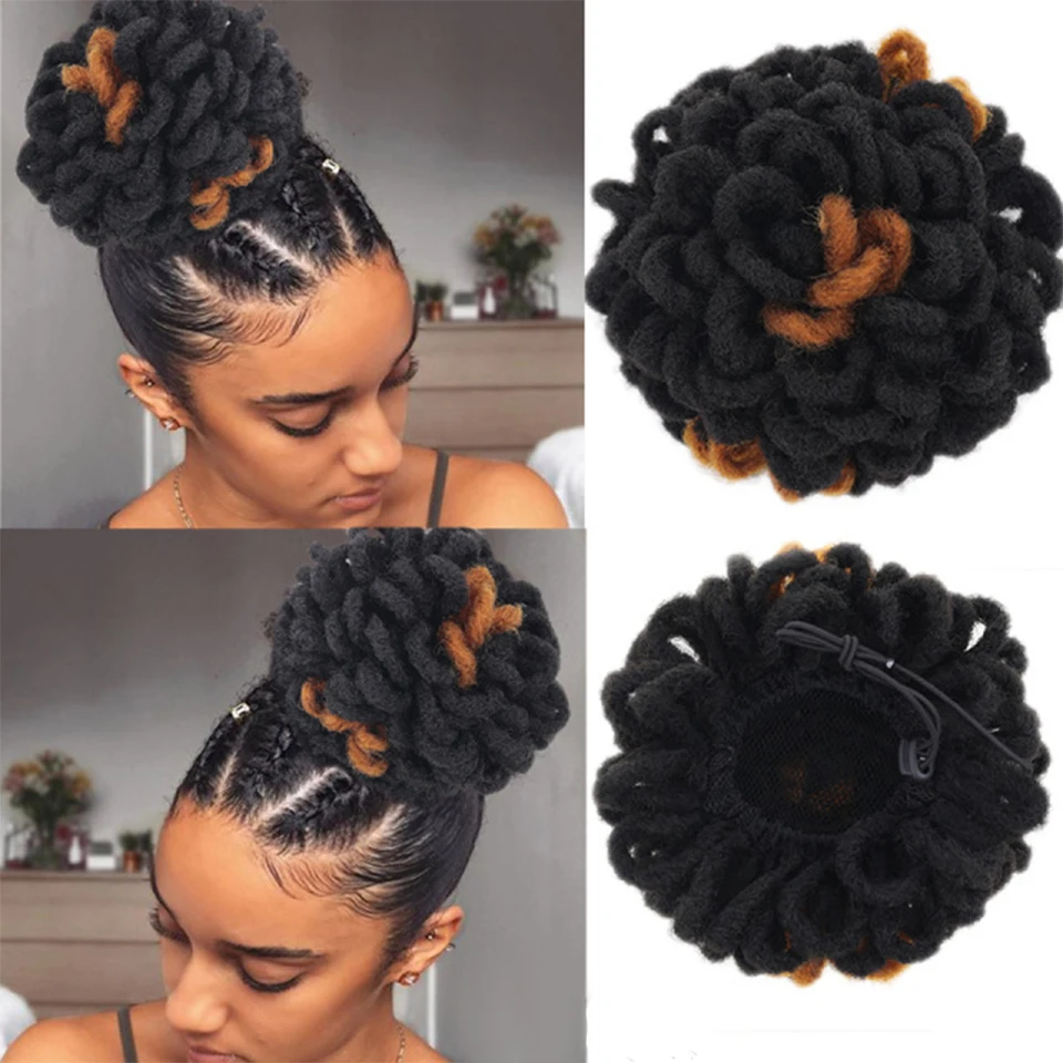 

DIANQI Afro Puff Hair Bun Chignon Dreadlocks Hair Bag with Elastic Drawstring Wigs for African Women Crochet Hair Black Women