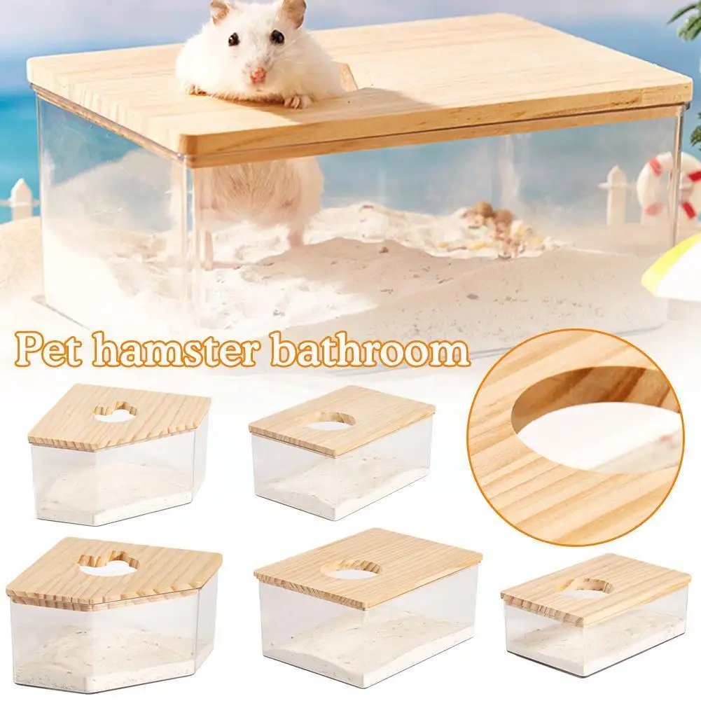 

Hamster Bathroom House Sandbox Transparent Urine Sand Pet Sand Supplies Fan-shape Cage Container Basin Toilet Small Bath Co T8t3