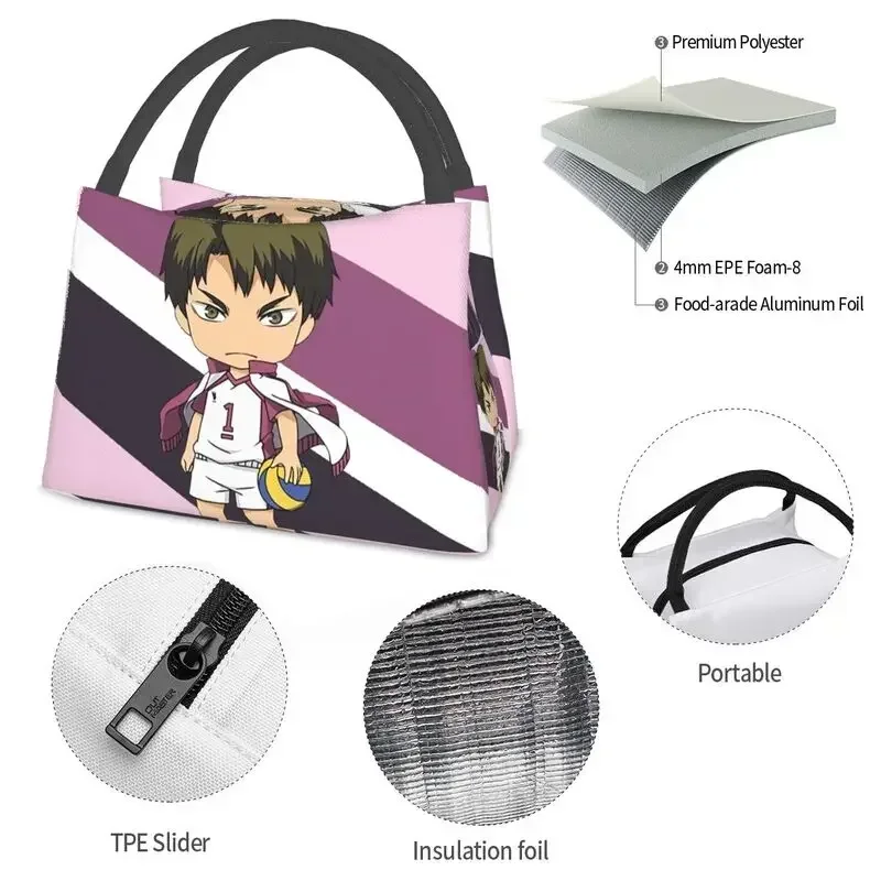 Индивидуальная сумка для обеда Chibi Ushijima Wakatoshi мужчин и женщин термоохладитель