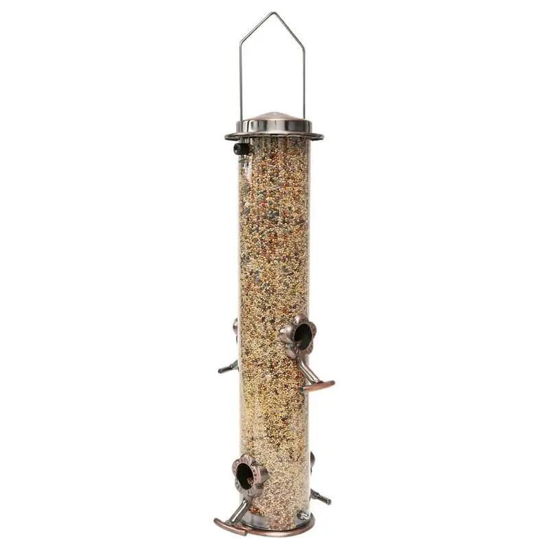 

Durable Wild Bird Hanging Feeder Stainless Steel Bird Food Dispenser Container Tubular Anti-rust Outdoor Garden Decor Drop Ship