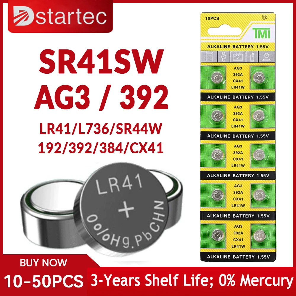 Sr41 392 192 Round Cell Coin Alkaline Battery L736 384 Sr41sw Cx41 For Watch Toys Clock