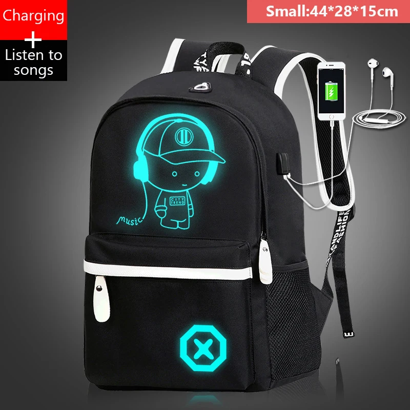 Mjzkxqz Student School Backpack Luminous USB Charge Designer Bag Casual Boy Anti-Theft Children's Schoolbags Laptop Backpack