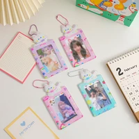 kpop photocards card holder with chain cute cat card protector idol photo sleeves school stationery student bus card cover