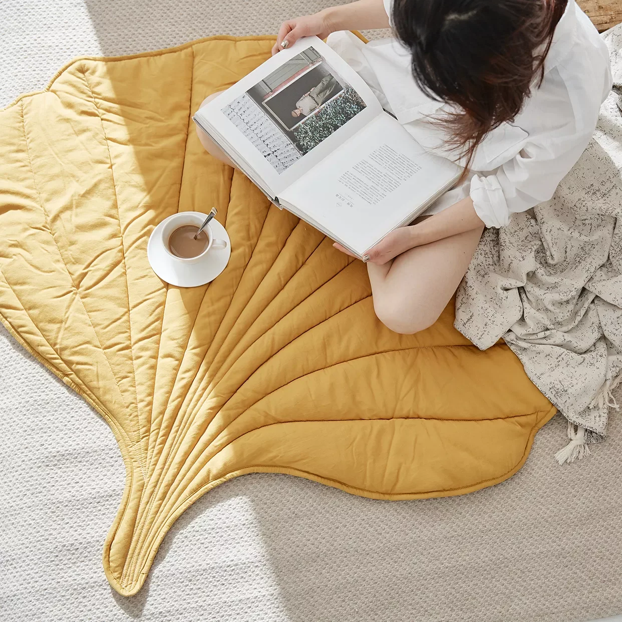 

Nordic Leaf Rug Soft Cotton Floor Mat Rugs Baby Kids Bedroom Nursery Decor Carpet Blanket Living Room Home New Year Decoration