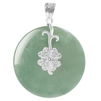 burmese jade donut pendant man amulet green vintage necklace natural charm talismans jewelry certificate 925 silver jadeite