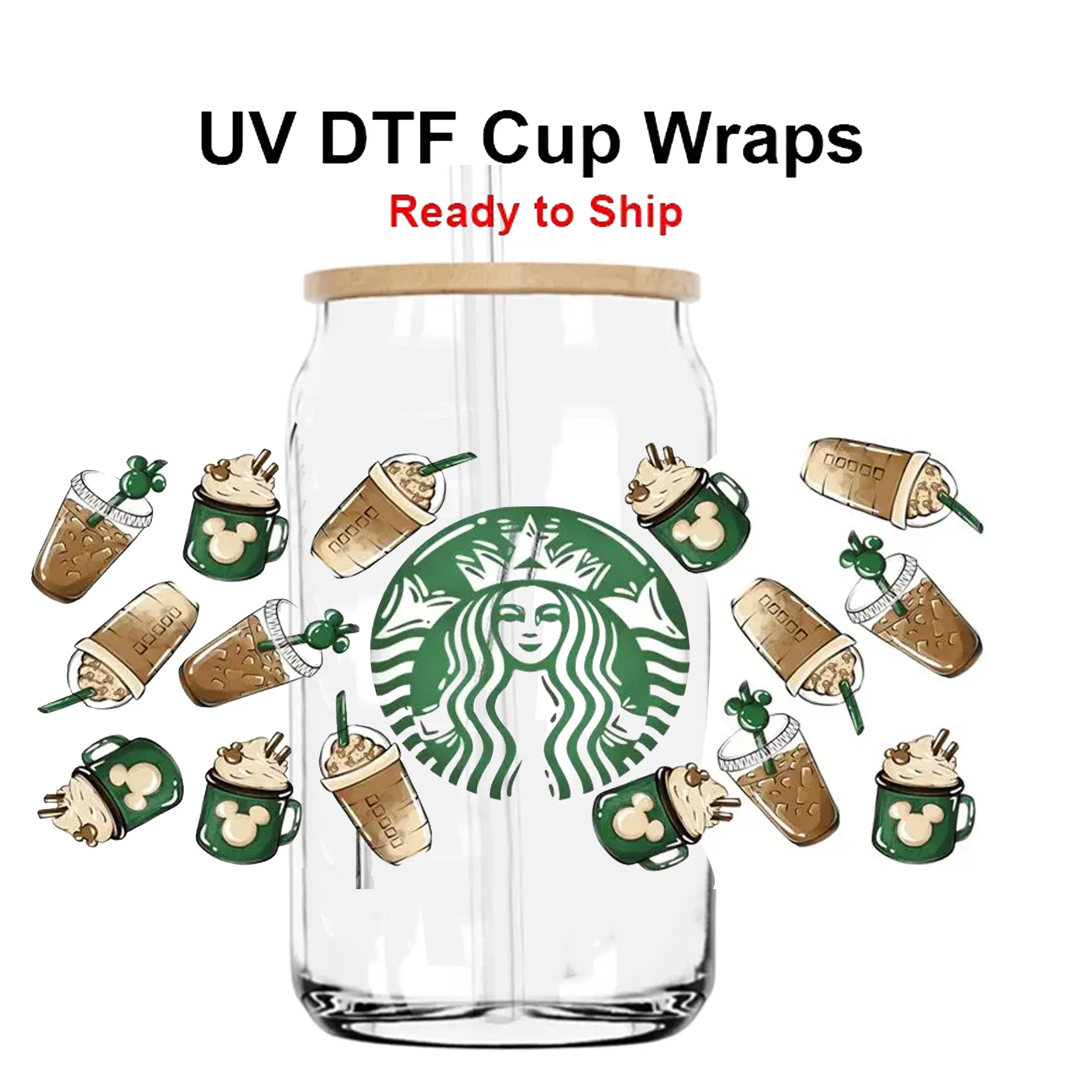 

UV DTF Transfer Sticker Wraps Cup Can DIY Waterproof Easy To Use Custom Decals bulk dtf wraps Stickers