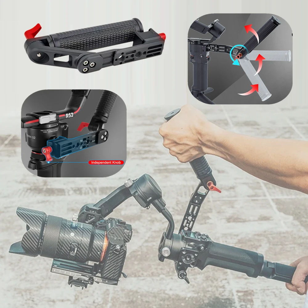 Регулируемая рукоятка из сплава с винтом 1/4 дюйма для стабилизатора DJI RS4 Pro RS3