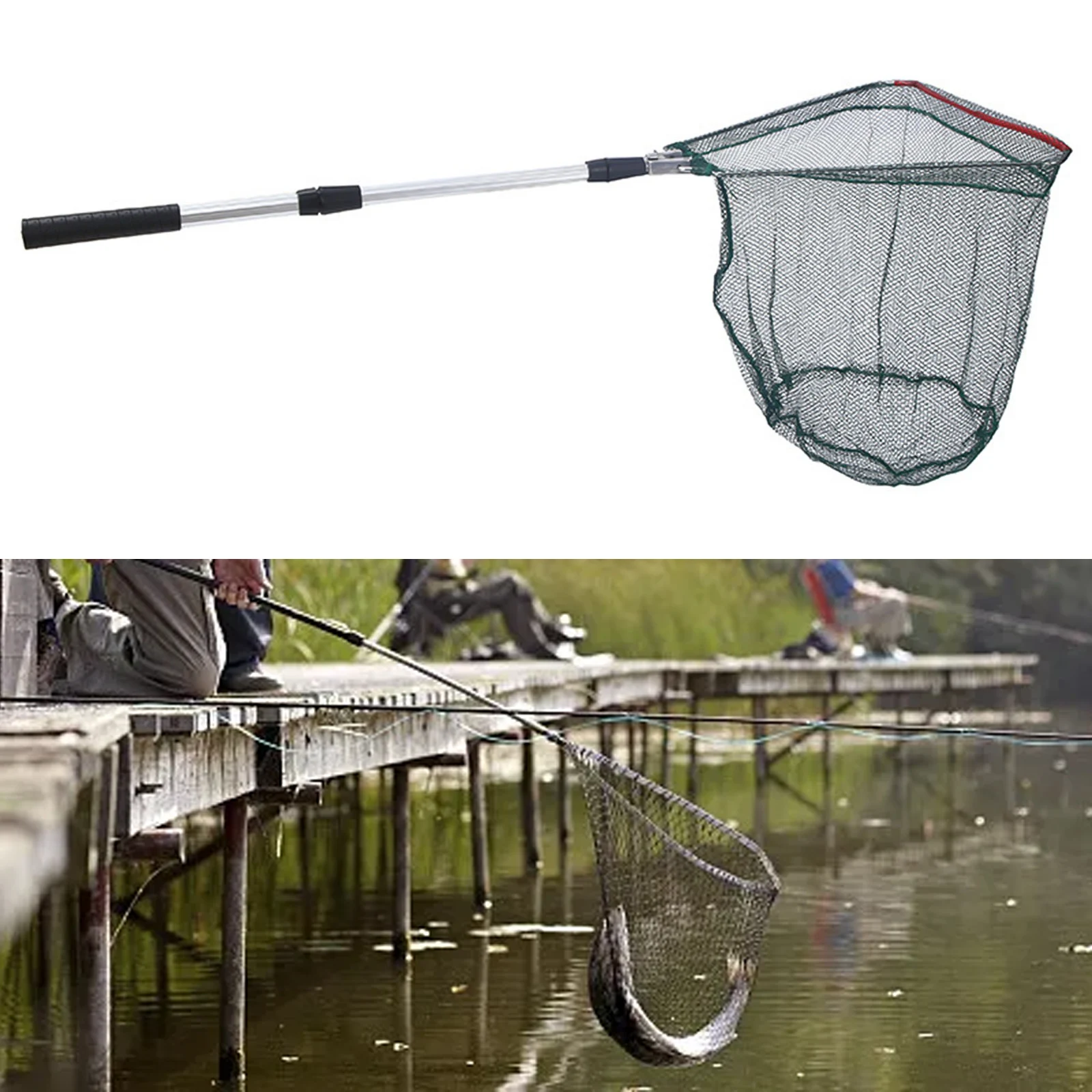 

1pc Aluminum Alloy Triangular Netting Fishing Nets W/ Folding Telescoping Technology Triangular Mesh Net Fish Tackle Pesca Tools