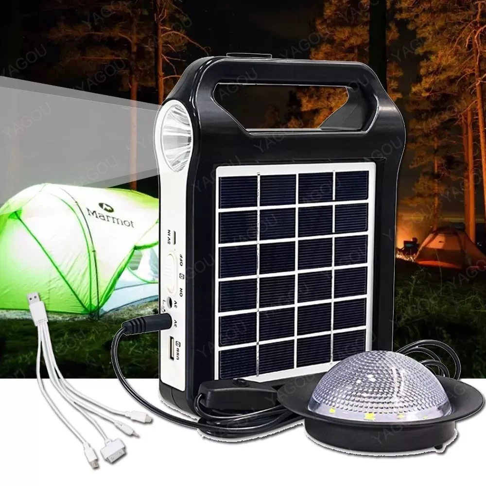 

NEW Portable 5V Rechargeable Solar Panel Power Storage Generator System USB Charger With Lamp Lighting Home Solar Energy System