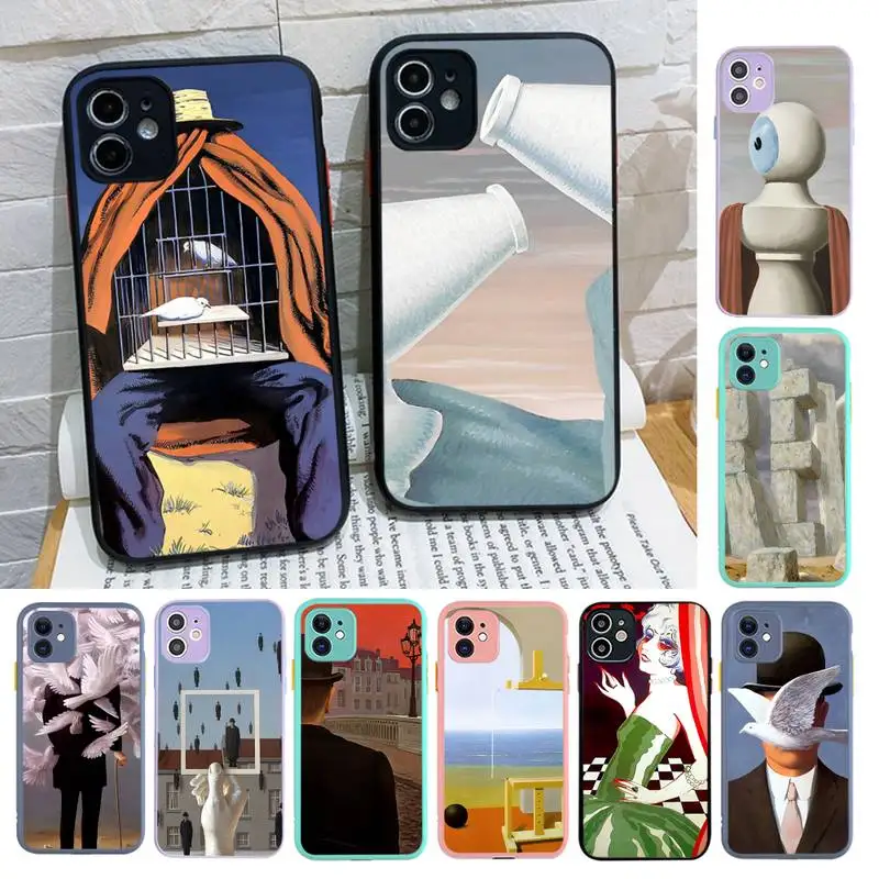 

Rene Magritte Phone Case for iPhone X XR XS 7 8 Plus 11 12 13 pro MAX 13mini Translucent Matte Case