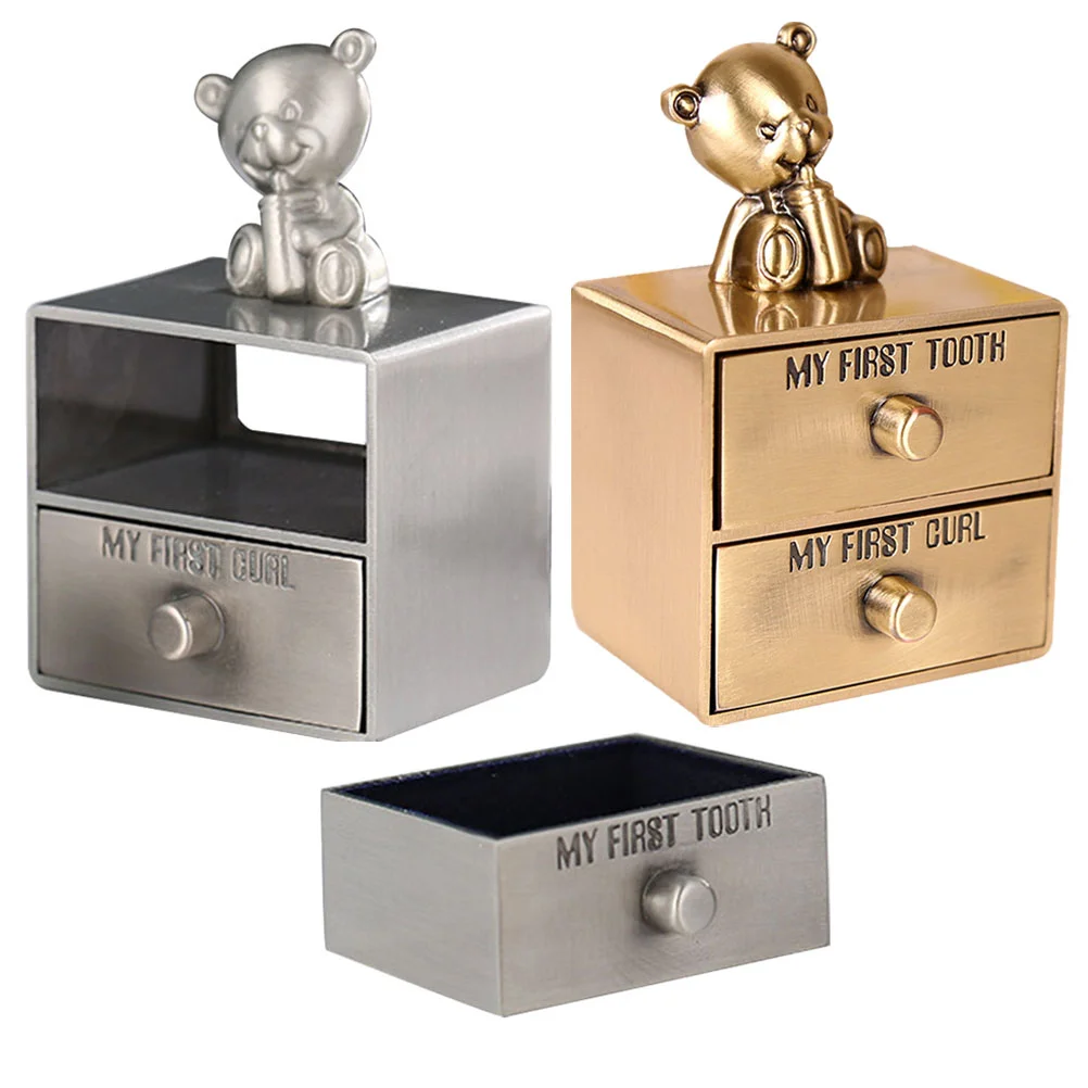 

2pcs Tooth Container Adorable Tooth Holder Teeth Curl Keepsake Box Decorative Ring Necklace Box