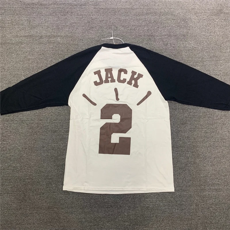 

Travis Patchwork High Quality Scott Cactus Jack Fashion T-shirt Men 1:1 Long Sleeve Jackboys Tee Slightly Oversized Women Tops