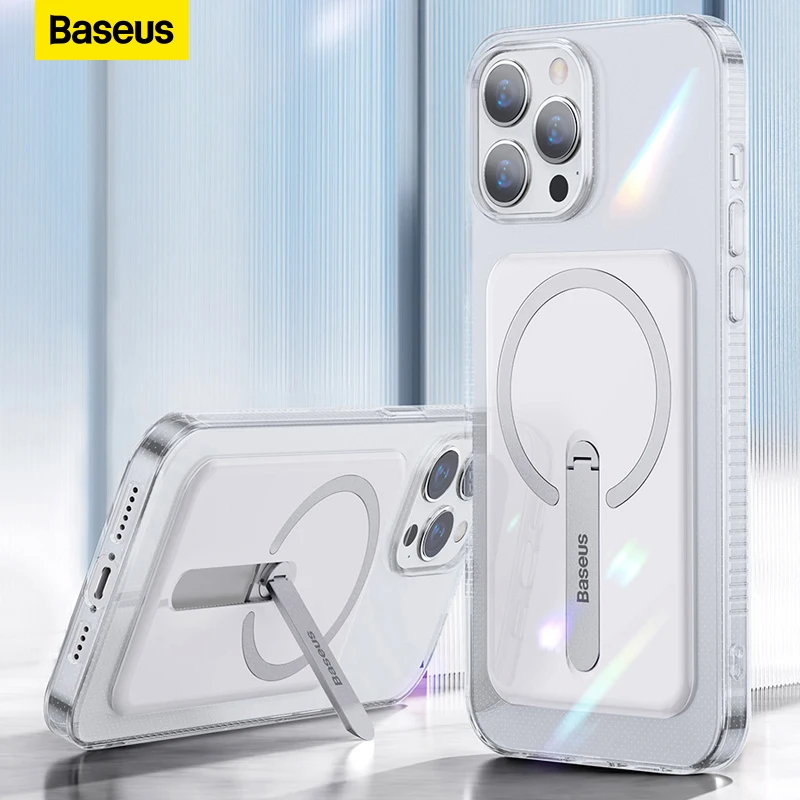 

Baseus Magnetic Phone Case with a Bracket For iPhone 13 Pro Max Case Phone Holder Support Wireless Charging Case Back Cover Case