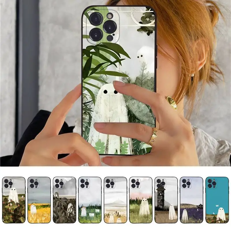 

Cute Ghost Phone Case Silicone Soft for iphone 14 13 12 11 Pro Mini XS MAX 8 7 6 Plus X XS XR Cover