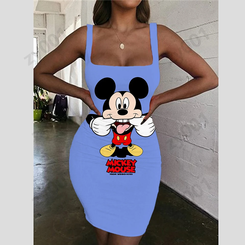 

Creative Cartoon Summer Sleeveless Print Dress Disney Mickey Top Sling Slim Nightclub Sexy Dating Sling Dress 2022 Hot Sale
