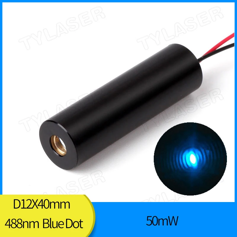 Industrial Grade D12x40mm 5mW 10mW 50mW 488nm Sky Blue Dot Laser Glass Lens Laser Diode Module for Machine Cutting TYLASERS
