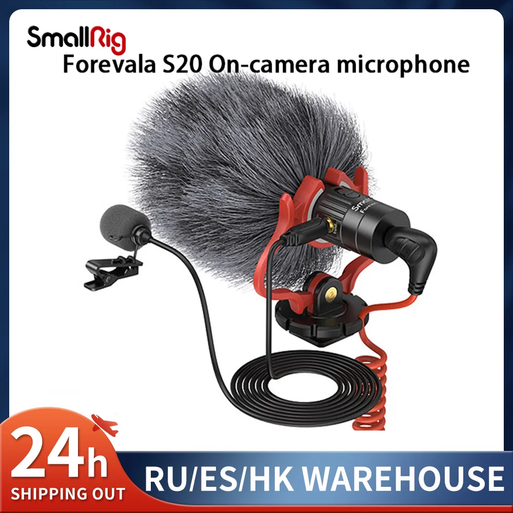 

SmallRig S20 On-Camera Microphone with Shock Mount Video Microphone Stereo Mic for DSLR Cameras for iPhone and Smartphones 3468
