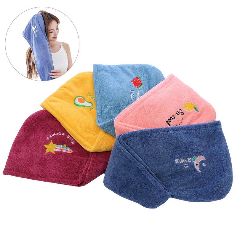 

Soft Coral Fleece Girls Hair Towel Absorbent Quick Drying Magic Shower Cap Soft Microfiber Hair Towel For Girls