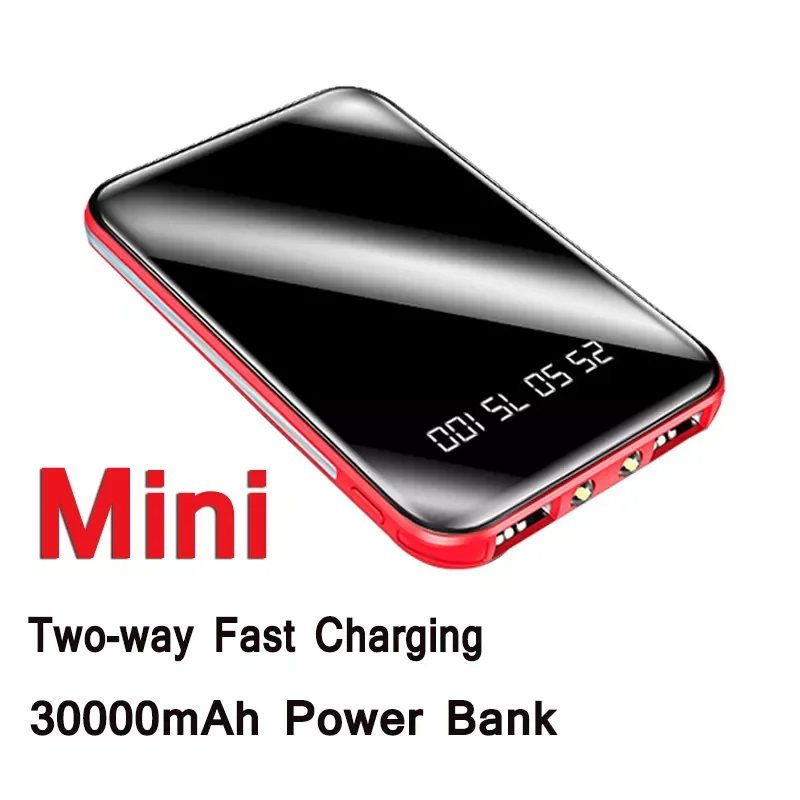 

2023New 30000mAh Mini Power Bank Two-way Fast Charging External Battery Mobile Phone Digital Display Charger for iPhone HTC
