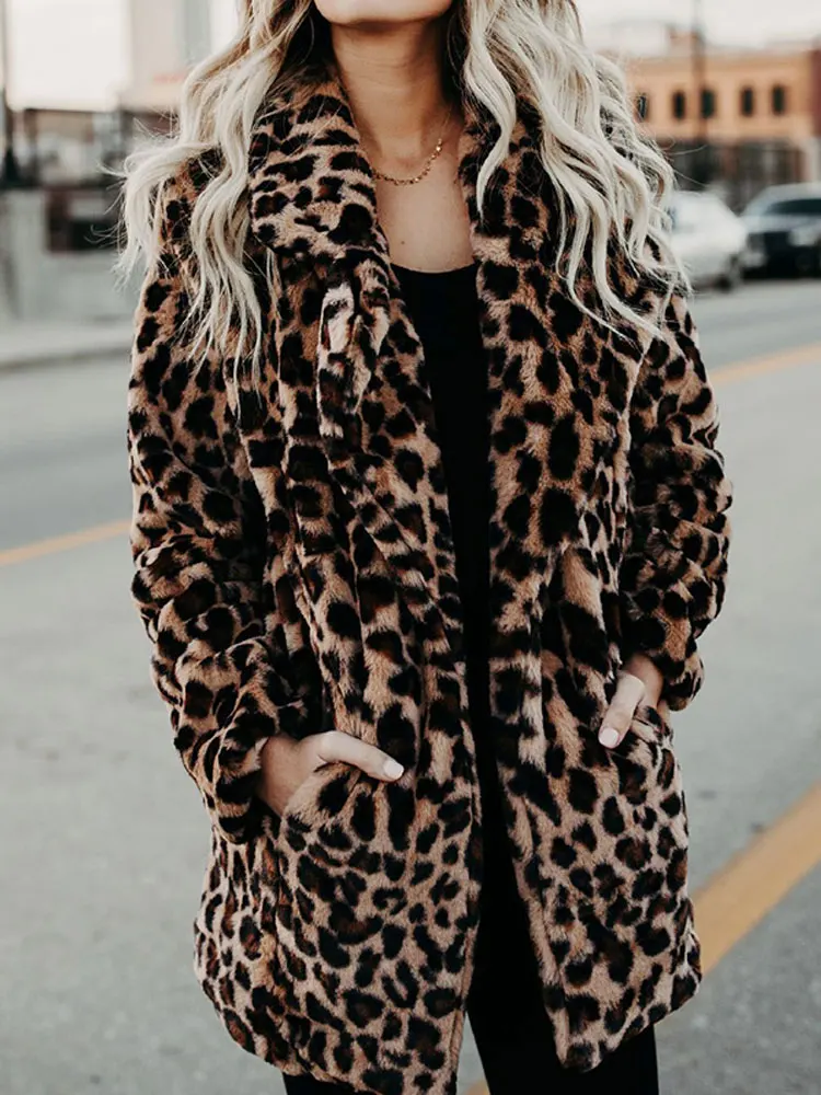 Leopard Faux Fur Coat Women Long 2022 new Autumn Winter Coat Woman Warm Ladies Fur Teddy Jacket Female Plush Teddy Coat Outwear