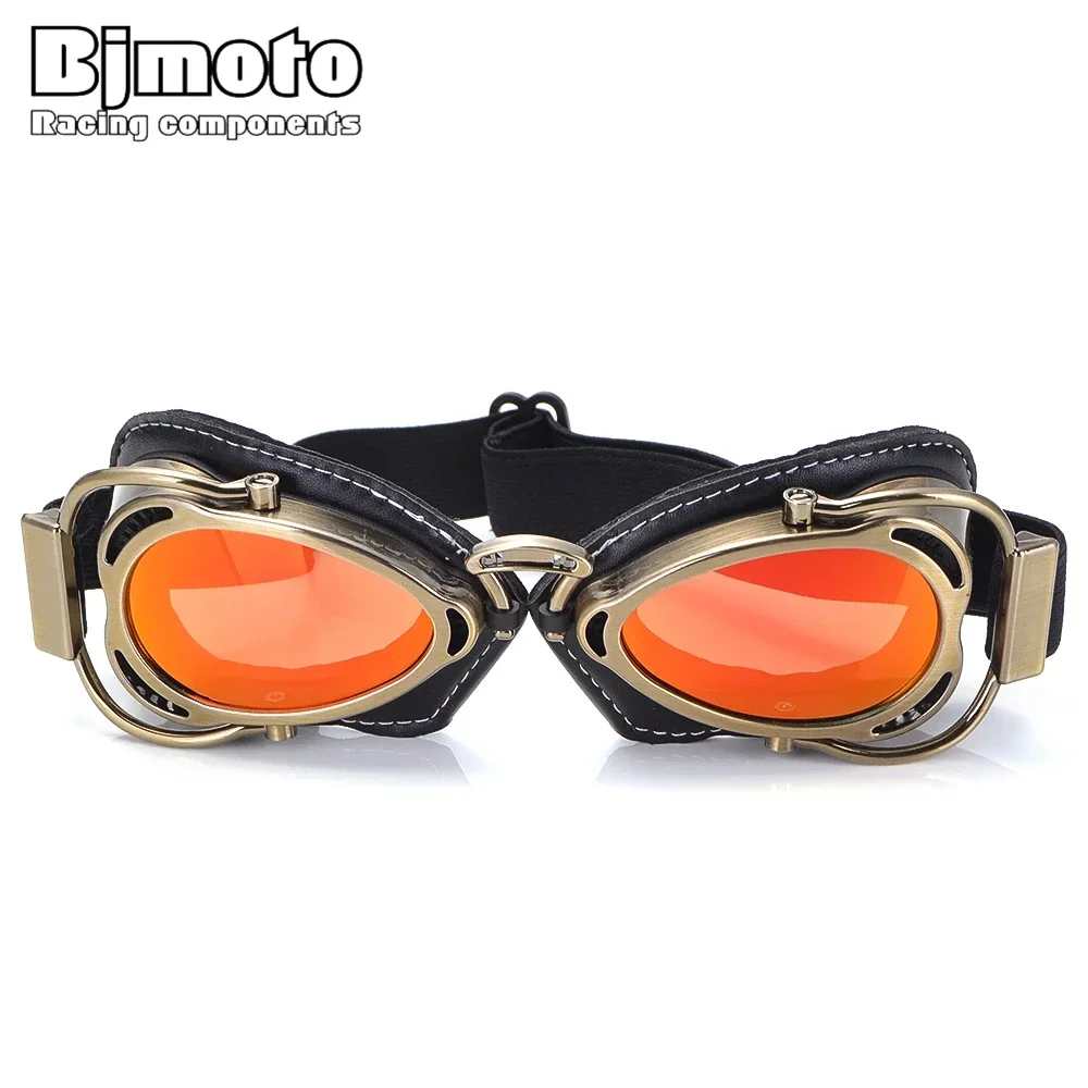 BJMOTO-casco motocicleta Steampunk gafas voladoras piloto Vintage motorista