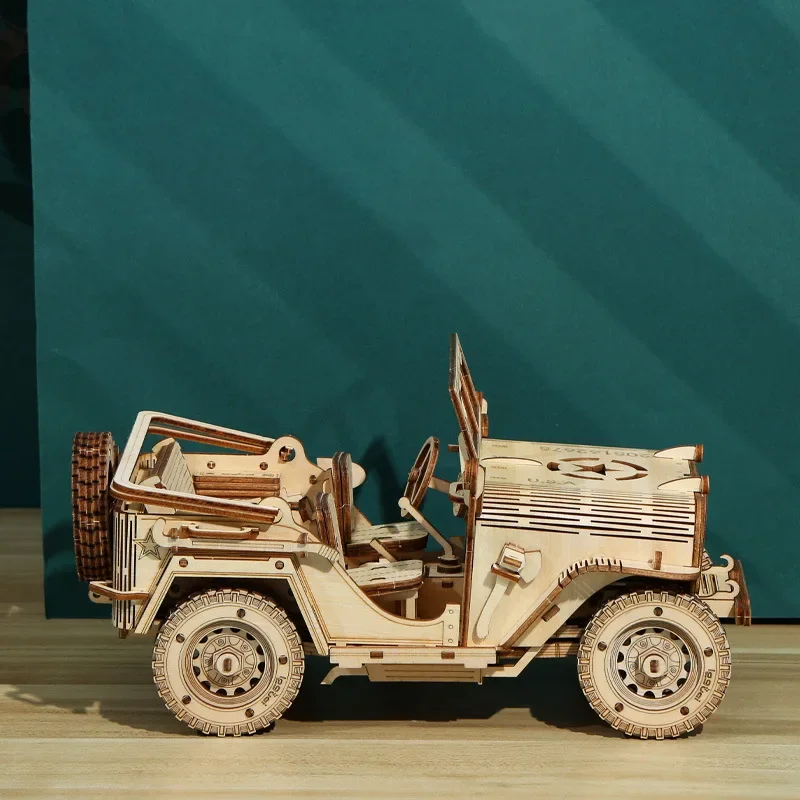 Деревянный 3D-пазл для детей паровой поезд Армейский Джип модель Тяжелого