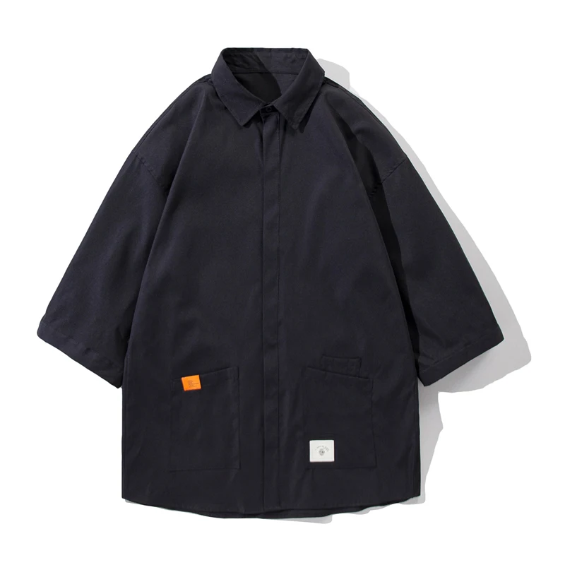 Mens Solid Color Shirts 2023 Summer Fashion Short Sleeve Casual Oversize Blouses Tops Clothing
