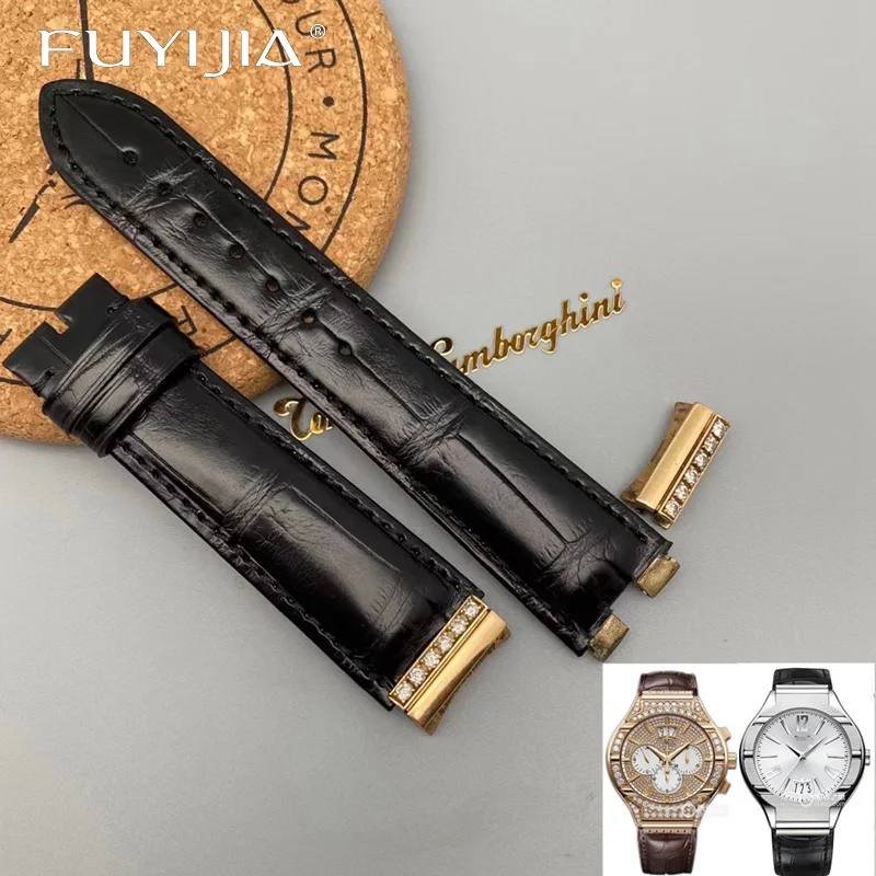 

FUYIJIA Luxury Custom P-IAGET-POLO Watch Band Top Alligator Strap 21MM Calibrator Genuine Leather Belt Crocodile Skin Watchbands