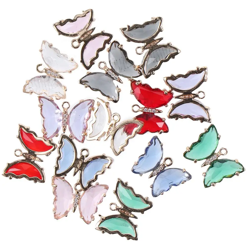 

Позолоченные кристаллы-бабочки, искусственная кожа, Красочные Подвески, красочные стеклянные Хрустальные Бусины, товары для рукоделия