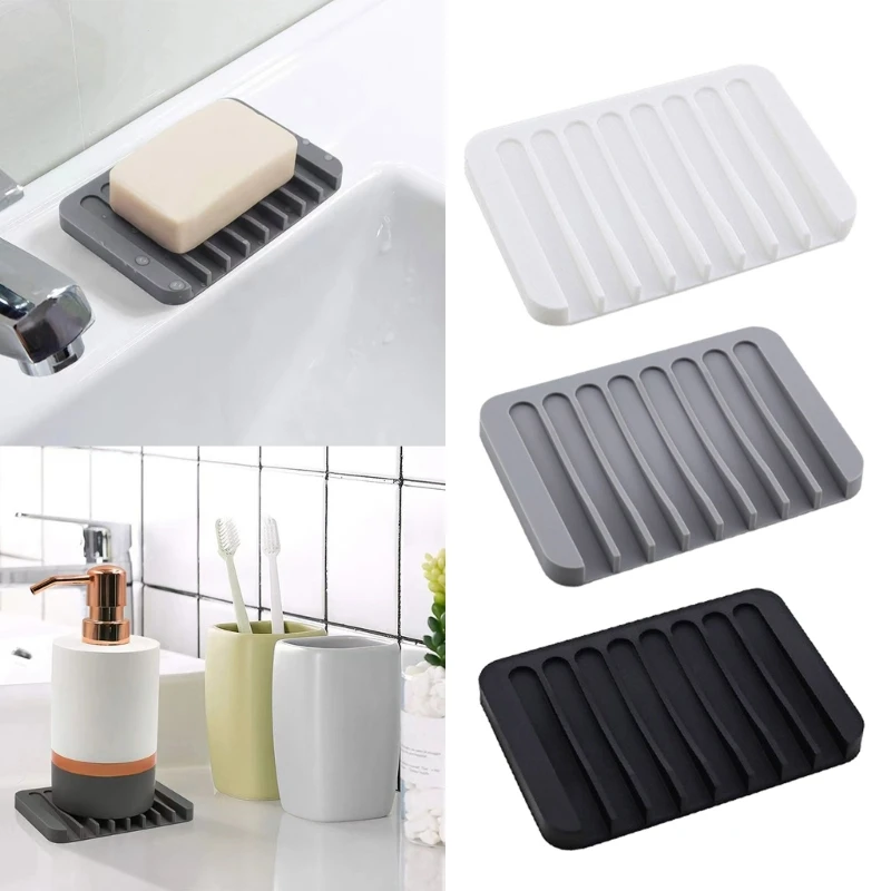 

2PCS Self Draining Soap Holder Silicone Soap Dish Soap Saver for Shower Bathroom Kitchen Bath Tub Sponges Soap Bars