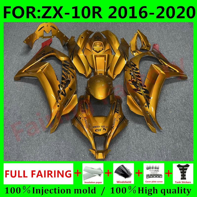 

Motorcycle Fairings Kit for Ninja ZX-10R 2016 2017 2018 2019 2020 ZX10R zx 10r 16 17 18 19 20 fairing tank cover set gold black