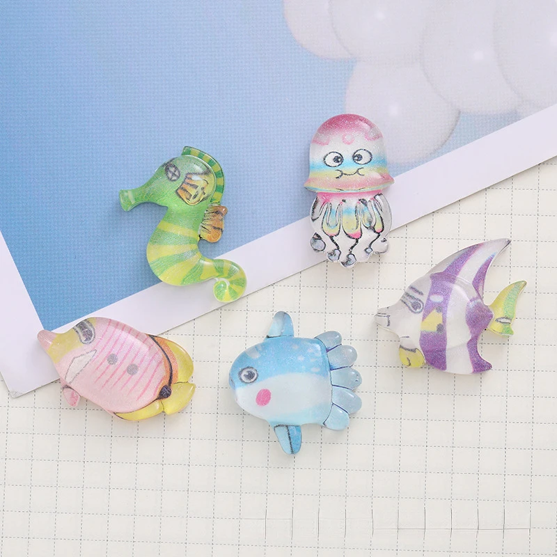 

10Pcs Cartoon Colorful Ocean Fish Flatback Resin Cabochon Scrapbooking Craft DIY Hair Bows Center Accessories Phone Decoration