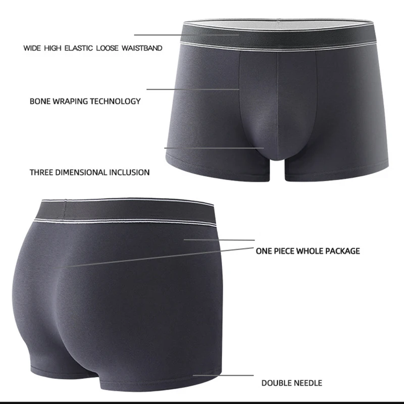 FK Men's Underwear Plus Fat Cotton Male Boxer Shorts Antibacterial Fabric Soft Breathable Solid 4PCS Wholesale Free Shipping