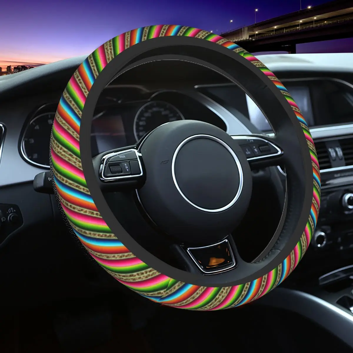 

Boho Mexican Serape Car Steering Wheel Cover 38cm Universal Rainbow Colorful Lgbt Pride Yaoi Colorful Car-styling