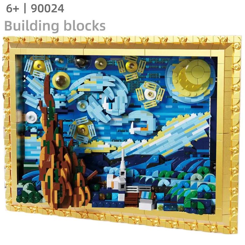 

New Famous Painting Starry Night Building Block Assembly Model Building Block Collection DIY Educational Toy Birthday Gift