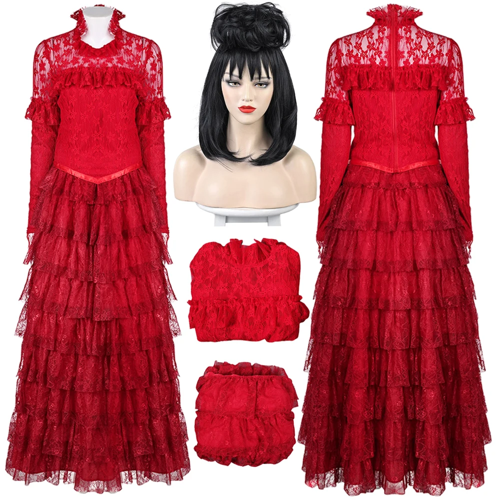 Косплей Lydia Cos красное платье парики Фэнтези одежда фильм насекомое жидкость