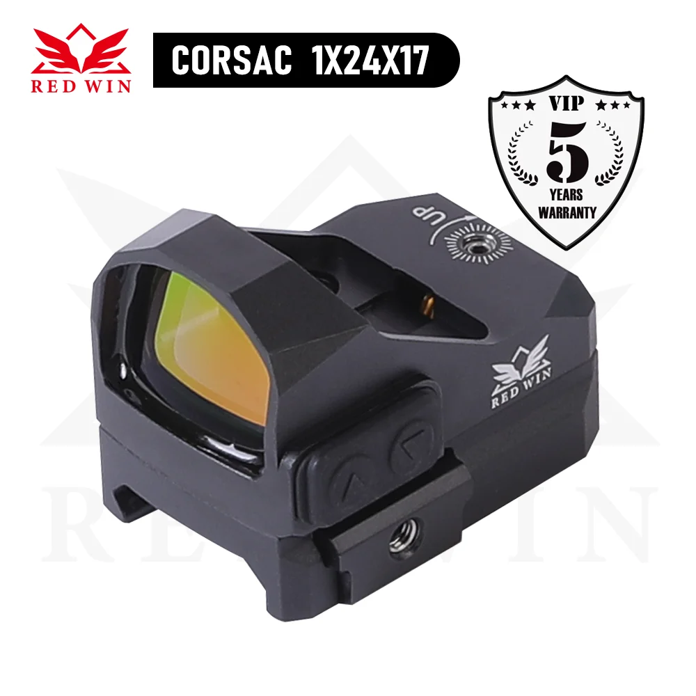 

Red Win Corsac 1x24x17 MOS ATO 3MOA Compact Red Dot Scope 50000hrs Battery Life IPX67 Waterproof Fit for GLOCK 17 19 9mm AR15 M4