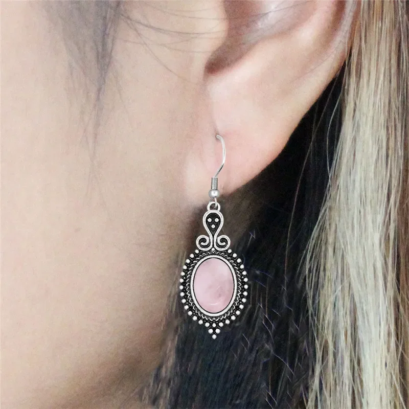 Женские винтажные серьги из натурального кварца