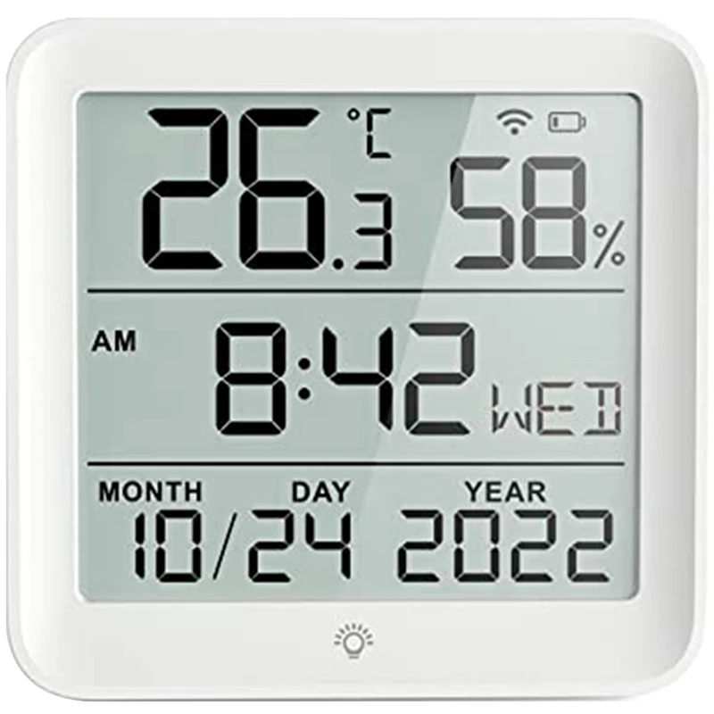 

1 шт. умные часы с датчиком температуры и влажности, белые часы с датчиком температуры и влажности