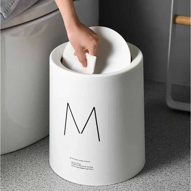 

NEW 8L Nordic Simple Plastic Trash Can Office Bathroom Kitchen Trash Bin Living Room Bedroom Garbage Household Waste Bin With Li