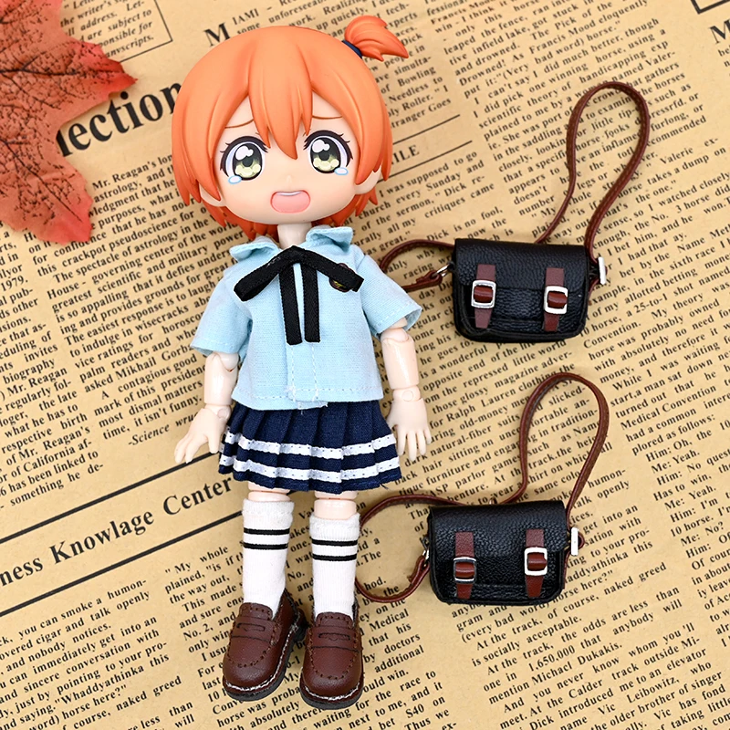 

Fashion 1/6 1/12 Dollhouse Miniature Leather Suitcase Leather Bag Purses Mini Bag Backpack Doll Luggage Box Handbag