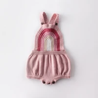 ins hot sale baby infant rainbow slings knit wool jumpsuits fart clothes romper 2022 baby clothes girl romper