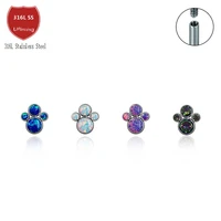 summer new cute animal paw print opal 316l stainless steel earring pierced cut womens jewelry nose rings for women